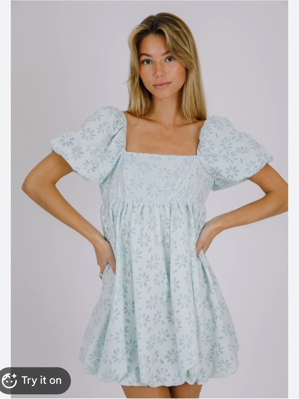 Storia Mini Mint Green Gingham Pattern Square Neck Babydoll Dress Size Small